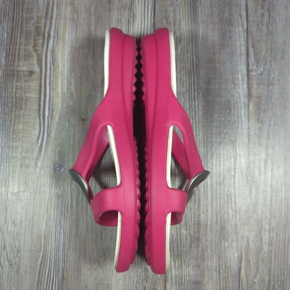 Crocs Sanrah Circle Slide Sandal Womens Size 5 Pink Raspberry Oyster - Picture 8 of 12